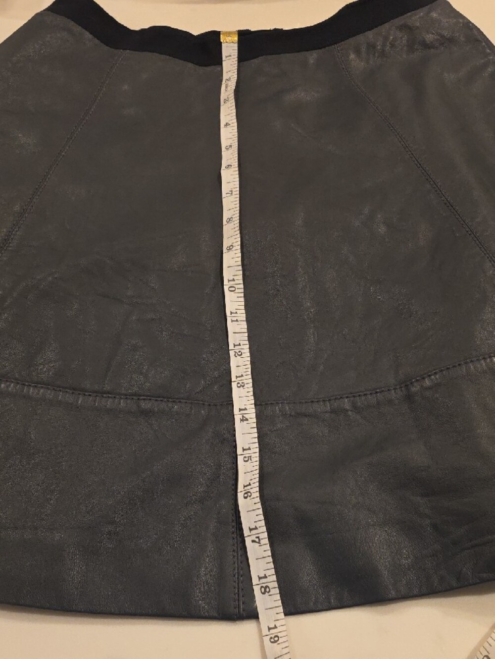 Women's Black Leather A-Line Skirt - Picture 7 of 10